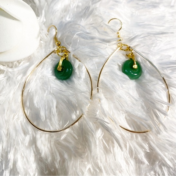 Hand Crafted Earrings Jade drop earrings tarnish resistant - Picture 1 of 2